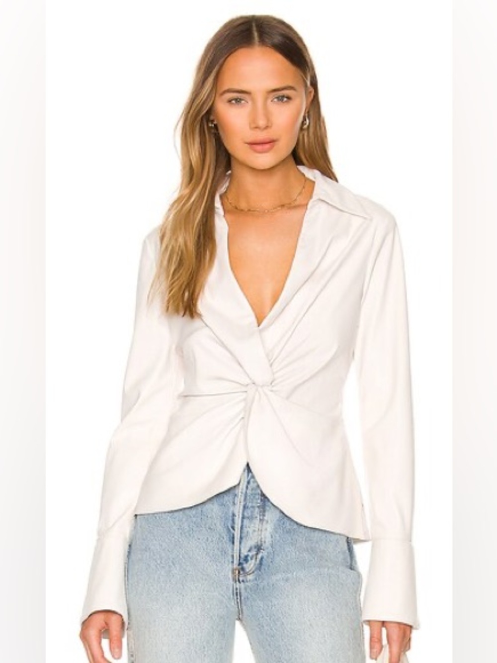 Cinq à Sept McKenna Faux Leather Top, Size Medium